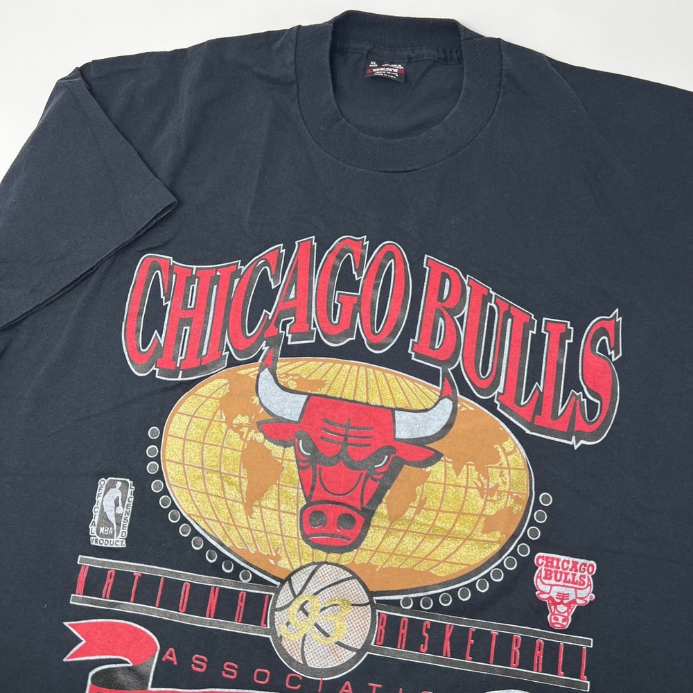 Vintage Chicago Bulls 1993 3-Peat World Champions T-Shirt Black XL Single Stitch
